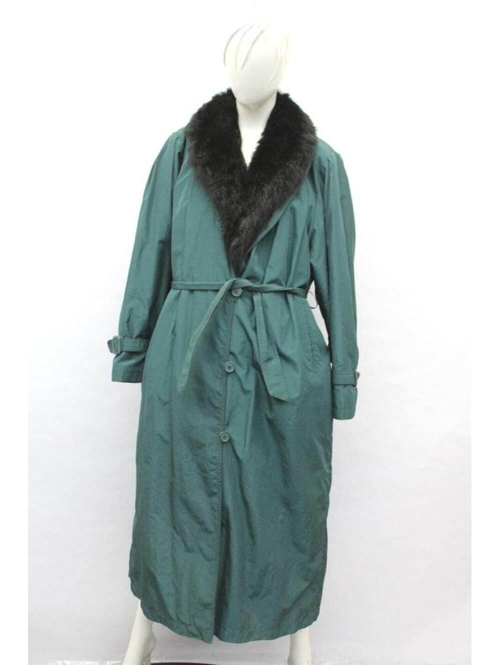 Mint Green Opossum Fur Lined Raincoat Coat Jacket Women Woman Size 6 Small